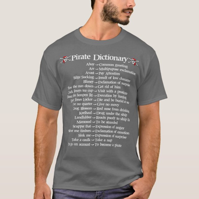 T-shirt Dictionnaire Pirate Drôle Parler comme un pirate (Devant)