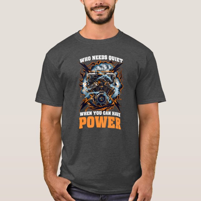 T-shirt Diesel Car Lover Who Needs Quiet When Can Have Pow (Devant)