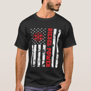T-shirt Diesel Power Drapeau américain Mince Red Line Méca