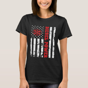T-shirt Diesel Power Drapeau américain Mince Red Line Méca