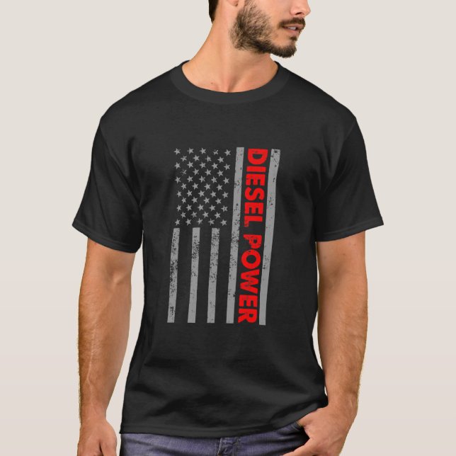 T-shirt Diesel Power US Flag Truck Turbo Brothers (Devant)