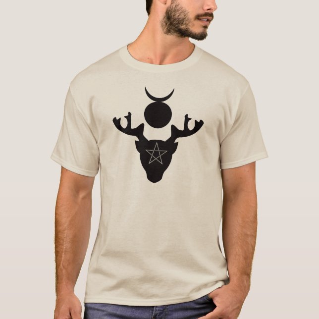 T-shirt Dieu à cornes Cernunnos, silhouette noire de (Devant)