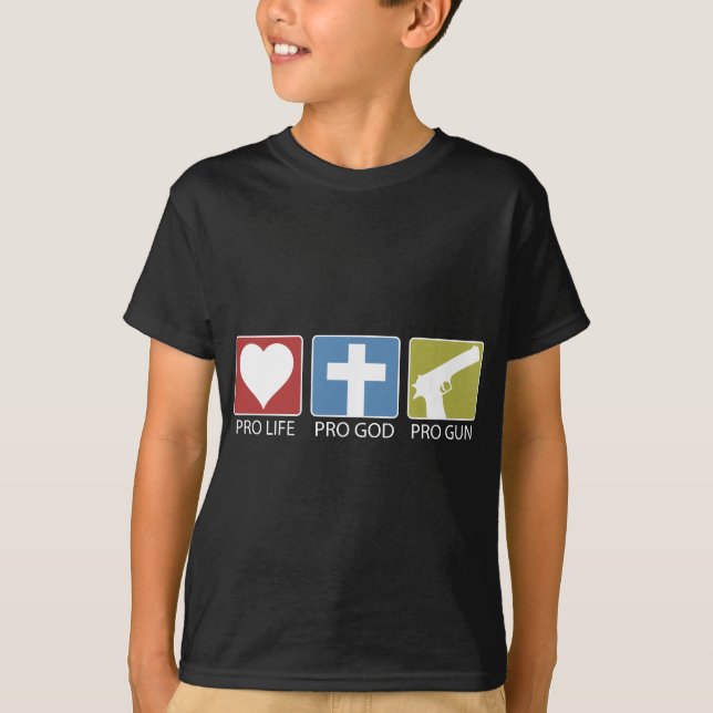 T-shirt Dieu anti-avortement et pro, pro arme à feu (Devant)