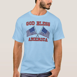 T-shirt Dieu Béni Amérique Croisés drapeaux Chemise