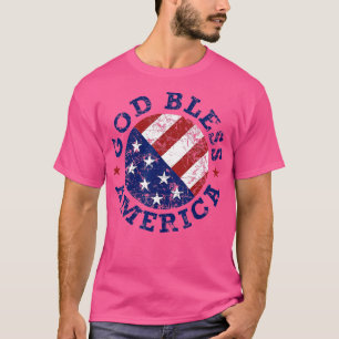 T-shirt Dieu Béni Amérique Drapeau 4 juillet Indépendance 