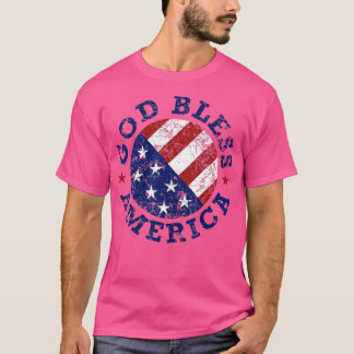 T-shirt Dieu Béni Amérique Drapeau 4 juillet Indépendance