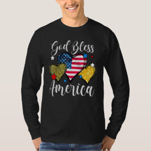 T-shirt Dieu Béni Amérique Patriotique Usa Drapeau Leopard