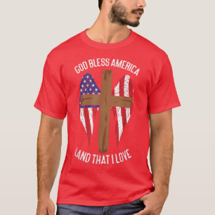 T-shirt Dieu Béni Amérique Terrain que j'aime US Drapeau D