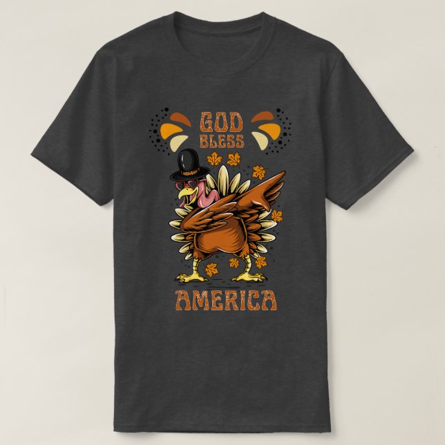 T-shirt Dieu bénis Amérique Turquie Design (Design devant)