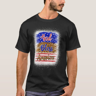 T-shirt Dieu bénisse l'Amérique 4 juillet Leopard American