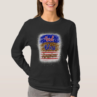 T-shirt Dieu bénisse l'Amérique 4 juillet Leopard American