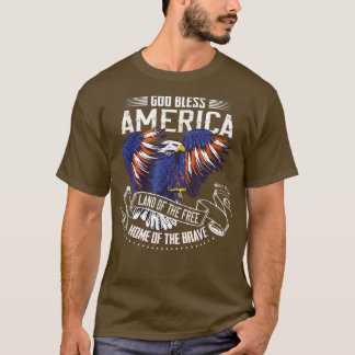 T-shirt Dieu bénisse l'Amérique AigleTerre de la maison li