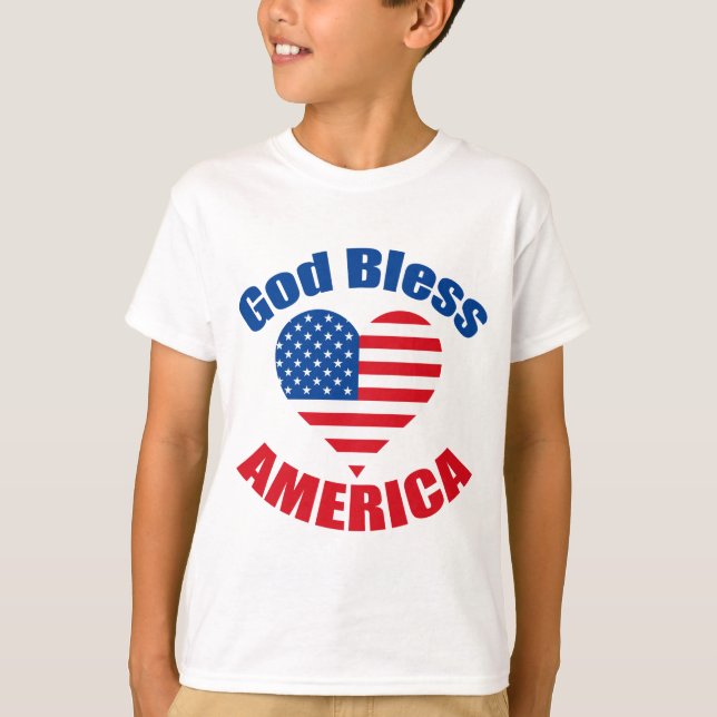 T-shirt Dieu bénisse l'Amérique Christian 4 juillet enfant (Devant)