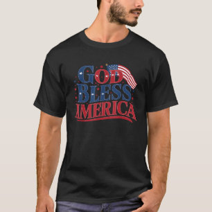 T-shirt Dieu bénisse l'Amérique USA Drapeau 4 juillet patr