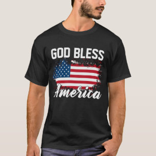 T-shirt Dieu bénisse l'Amérique USA Drapeau 4 juillet patr