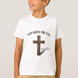 T-shirt DIEU BÉNISSE LES ÉTATS-UNIS avec une croix robuste