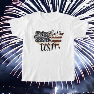 T-shirt Dieu bénisse les États-Unis mot art Patriotique en