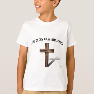 T-shirt DIEU BÉNISSE NOTRE FORCE AÉRIENNE avec une croix r