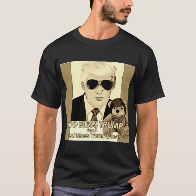 T-shirt Dieu bénisse Trump et Dieu bénisse Trump et l'ours (Devant)