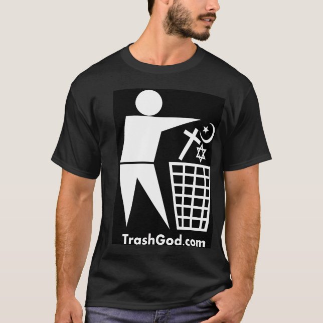 T-shirt Dieu de déchets (blanc sur le noir) (Devant)