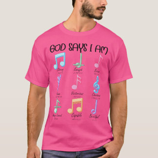 T-shirt Dieu Dire Je Suis Musical Notes Piano Guitare Chré