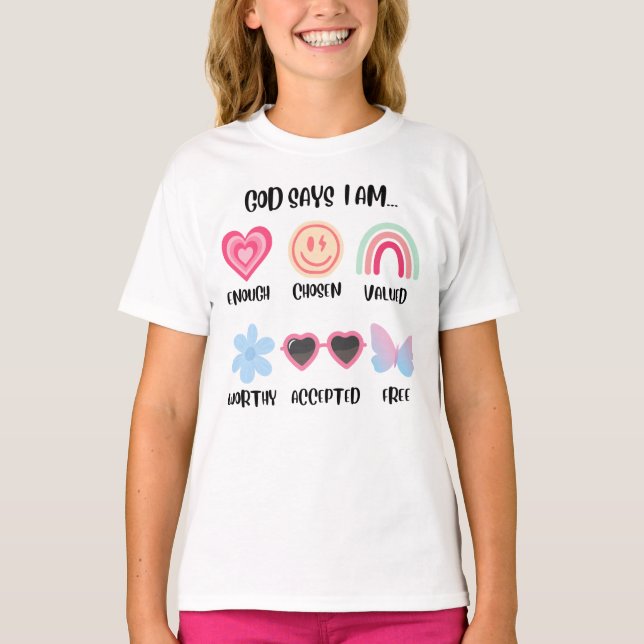 T-shirt Dieu Dit Que Je Suis Affirmations Enfants (Devant)
