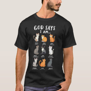 T-shirt Dieu dit que je suis chrétien Drôles de chats Vers