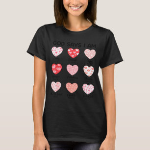T-shirt Dieu dit que je suis chrétien foi coeur Saint-Vale
