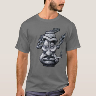 T-shirt Dieu en pierre de Tiki de fumeur