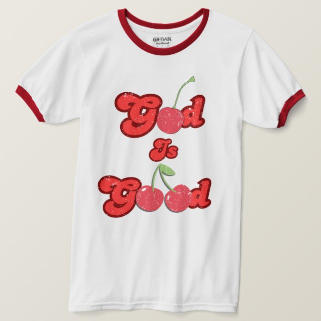T-shirt Dieu est bon t de cerise rétro unisex (Design devant)