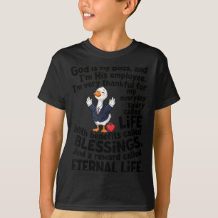 T-shirt Dieu est patron employé canard mignon chrétien