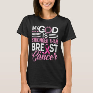 T-shirt Dieu est plus fort que le ruban rose cancer du sei