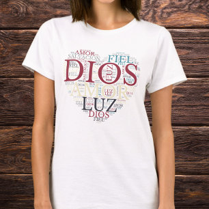 T-shirt Dieu Et Foi Cœur Femme Chrétienne Espagnol