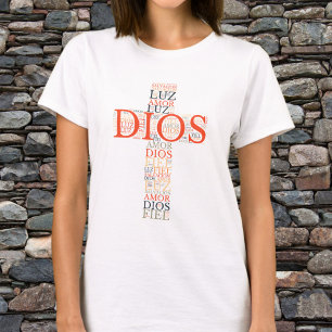 T-shirt Dieu Et Foi Croix Femme Chrétienne Espagnol