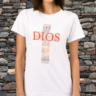 T-shirt Dieu Et Foi Croix Femme Chrétienne Espagnol