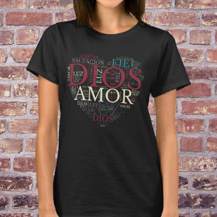 T-shirt Dieu et la foi Coeur des femmes chrétienne espagno