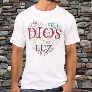 T-shirt Dieu et la foi Coeur des hommes chrétiens espagnol