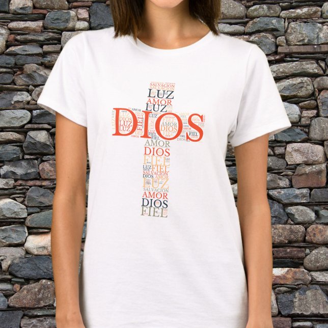 T-shirt Dieu et la foi Croix Chrétienne Espagnol féminin (Créateur téléchargé)