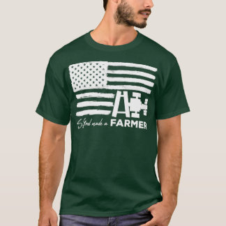 T-shirt Dieu Faisait Un Fermier Un Tracteur Drapeau Améric