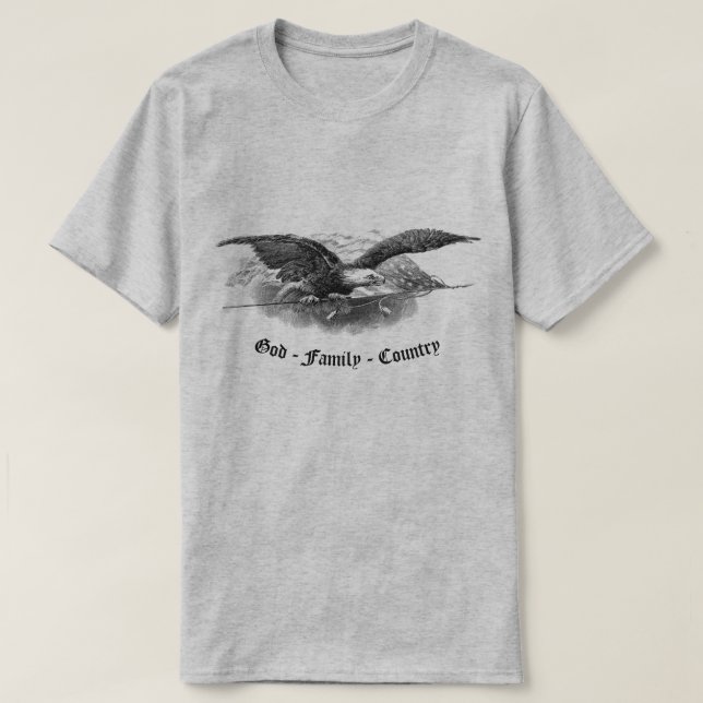 T-shirt Dieu Famille Pays Amérique Aigle Amérique (Design devant)