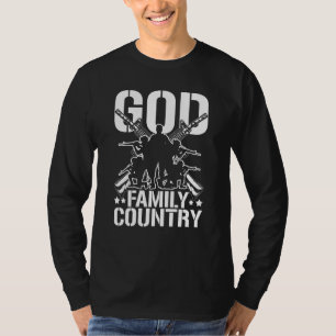 T-shirt Dieu Famille Pays Armes Patriot Soldat 4 Juil