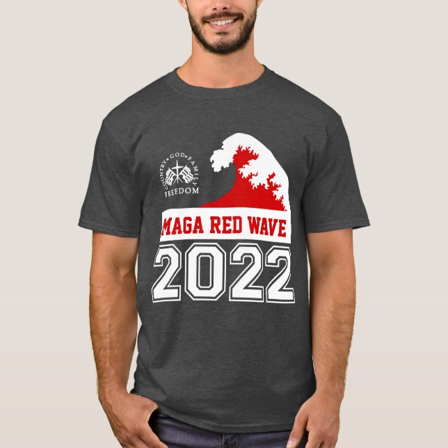 T-shirt Dieu Famille Pays Liberté 2022 MAGA Red Wave (Devant)
