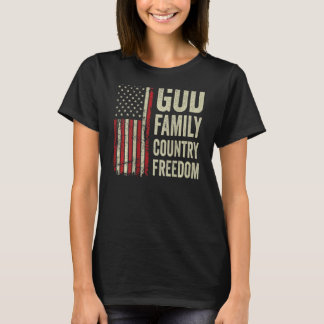 T-shirt Dieu Famille Pays Liberté - Patriotique USA Drapea