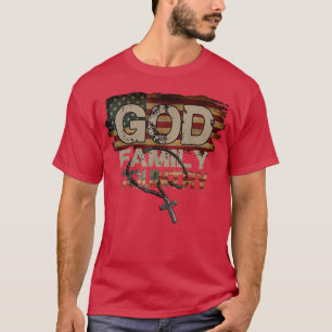 T-shirt Dieu Famille Pays US Drapeau Patriotique Christian