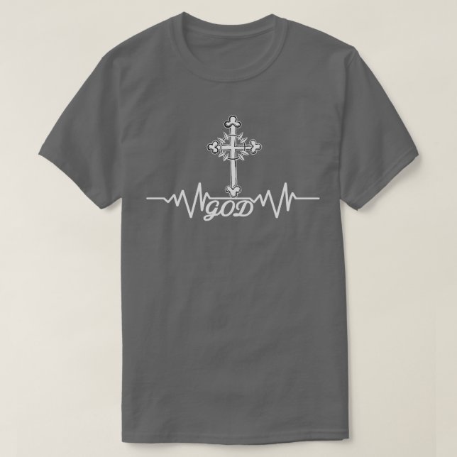 T-shirt Dieu Heartbeat Cross Christian Faith Pulse (Design devant)