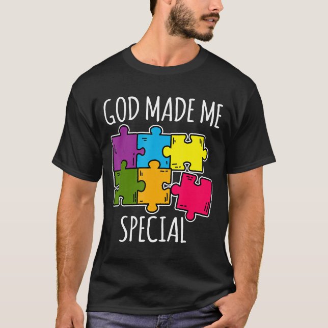 T-shirt Dieu M'A Fait Une Sensibilisation Autiste Spéciale (Devant)