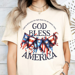 T-shirt Dieu patriotique bénit l'Amérique. Le Bunting de p
