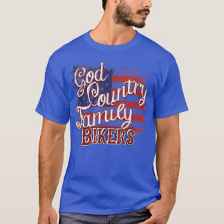 T-shirt Dieu Pays Famille Bikers Patriotique Moto Rid