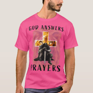 T-shirt Dieu répond à la prière Guerrier Hommes Croix chré