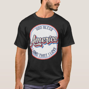 T-shirt Dieu Rétro Béni Terre Américaine Que J'Aime Joyeux
